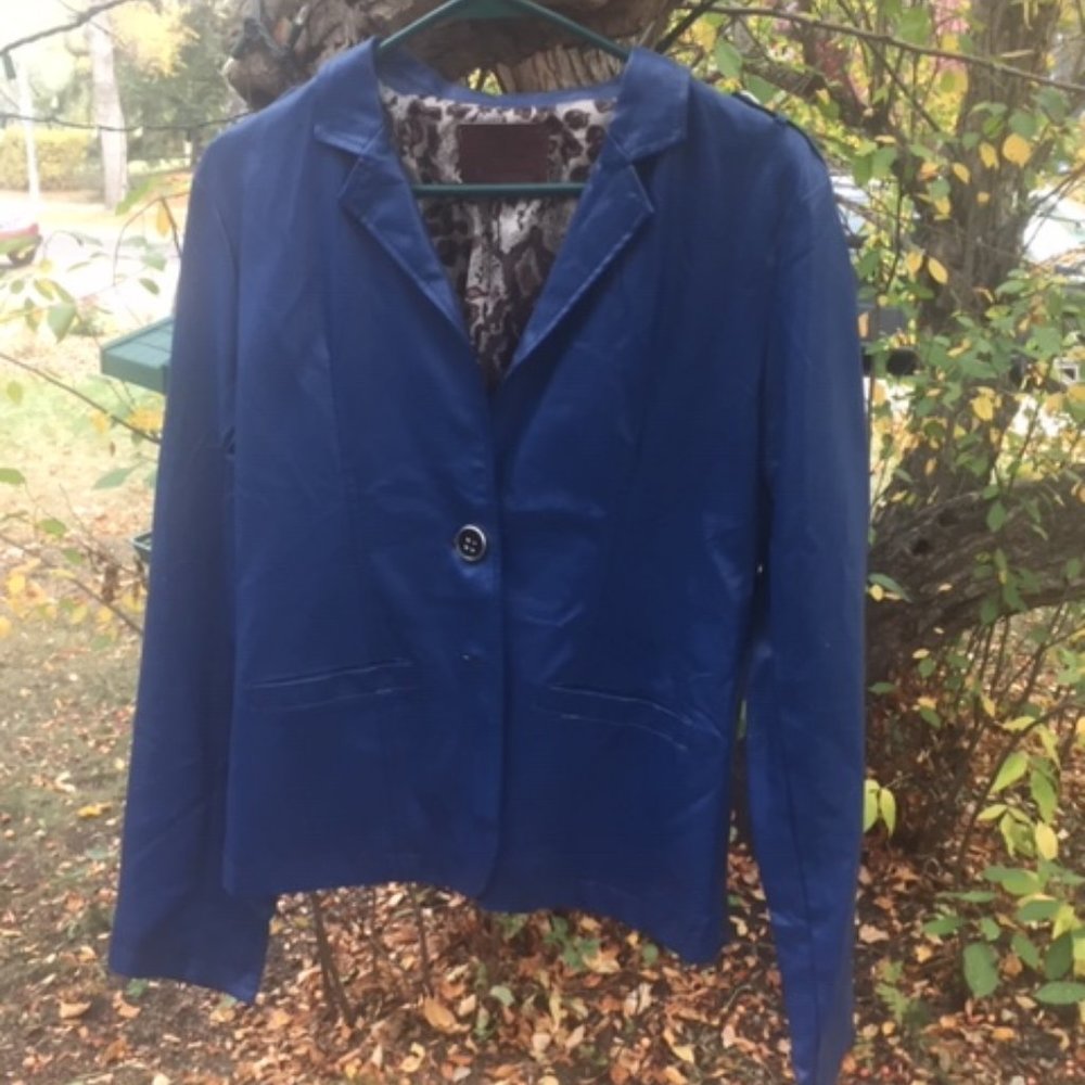 Lovely little blue faux leather jacket